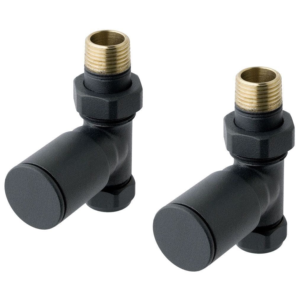 Totally Rads Eastbrook Round Head Straight Manual Radiator Valves Pair - Matt Anthracite - 41.3016