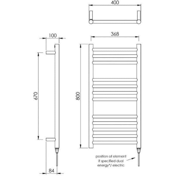 Vogue Ladder Rail Vogue Chube Straight Ladder Rail in Polished Stainless Steel