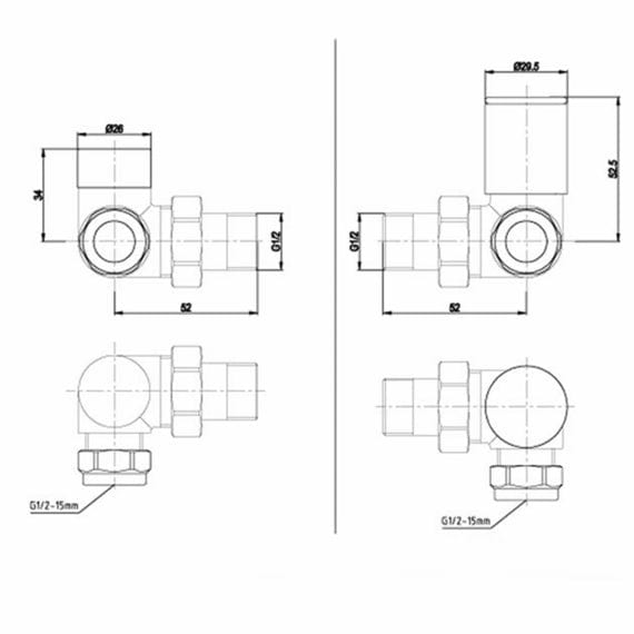 Totally Rads Radiator Valves JTP Corner Radiator Valve