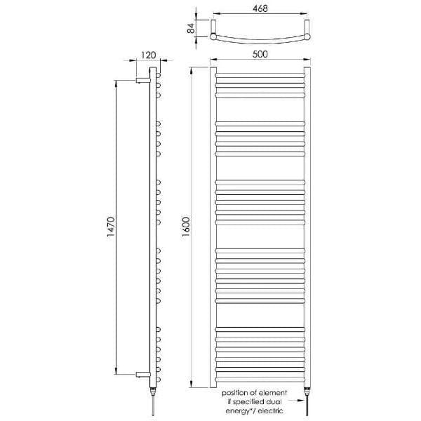 Vogue Ladder Rails Vogue Kerve Curved Ladder Rail in Polished Stainless Steel