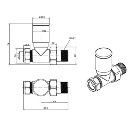 Totally Rads Radiator Valves JTP Straight Radiator Valve
