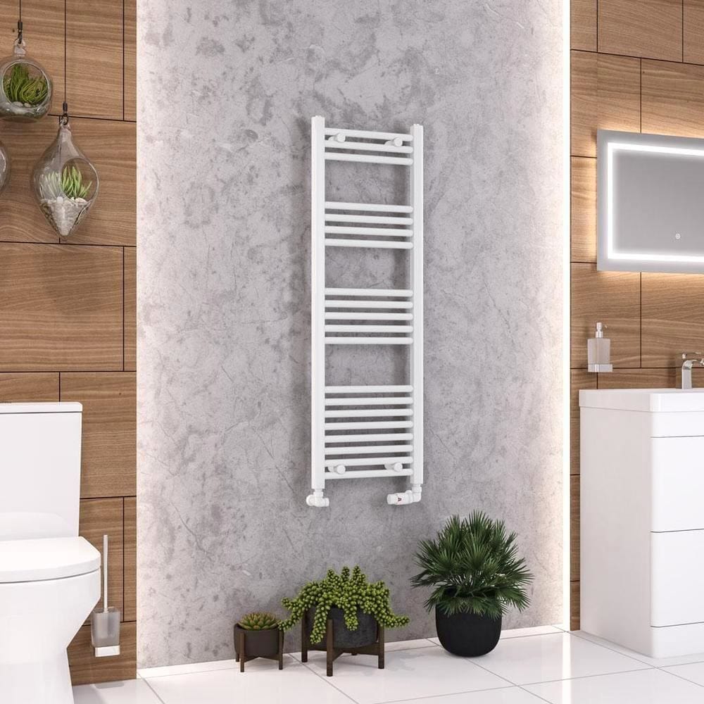 Eastbrook Ladder Rail Eastbrook Wendover Straight Vertical Heated Towel Rail in White 1200 x 400 / Dual Fuel