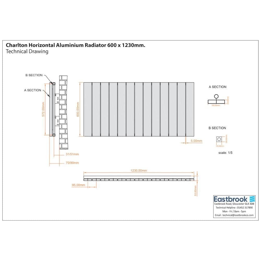 Eastbrook Flat Panel Radiators Eastbrook Charlton Horizontal Designer Radiator in Matt Anthracite