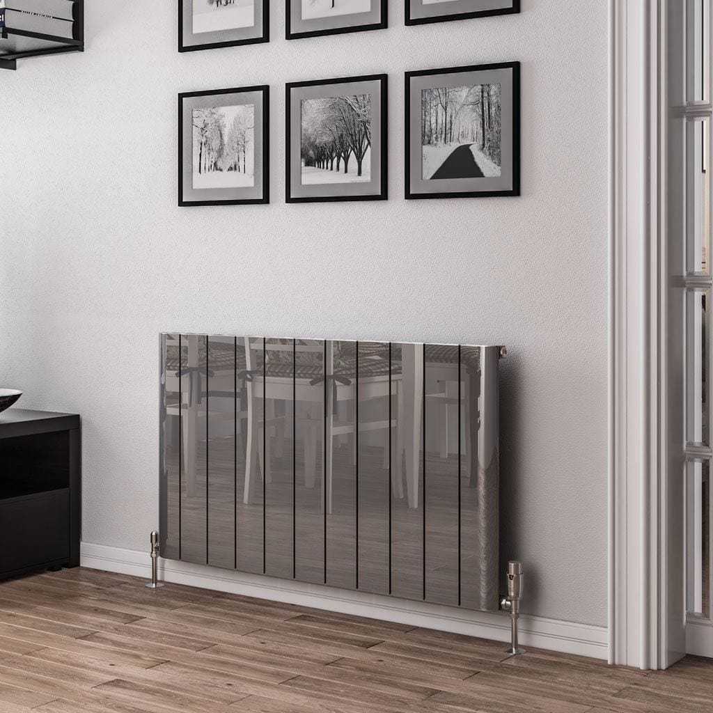 Eastbrook Panel Radiators Eastbrook Peretti Straight Horizontal Aluminum Radiator in Polished Aluminum 600 x 1040 / Dual Fuel