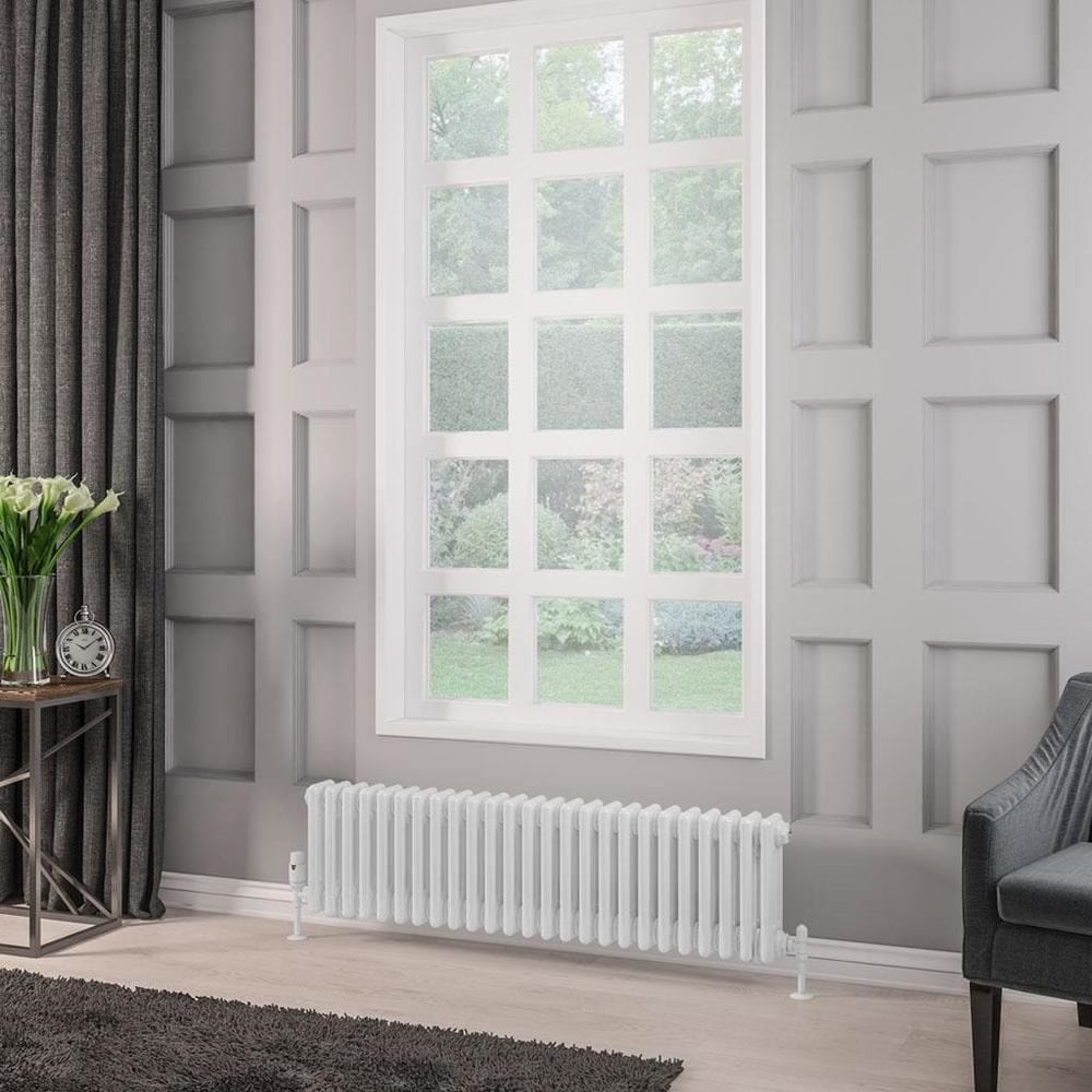Eastbrook Column Radiator Eastbrook Rivassa Traditional 3 Column Radiator in White 300 x 1148 / Central Heating