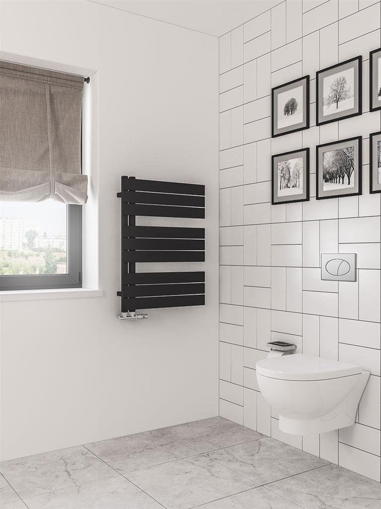 Eastbrook Designer Towel Radiators Eastbrook Helmsley Straight Vertical Designer Towel Rail in Matt Black 800 x 600 / Electric Only