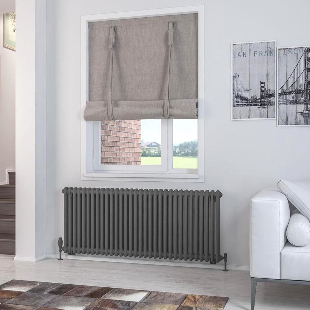 Eastbrook Column Radiator Eastbrook Rivassa Traditional 2 Column Radiator in Matt Anthracite 600 x 1460 / Electric Only