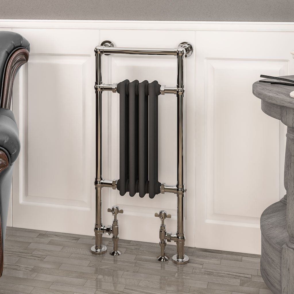 Eastbrook Insert Radiators Eastbrook Avon Straight Vertical Traditional Radiator in Chrome/Matt Anthracite 960 x 429 / Dual Fuel
