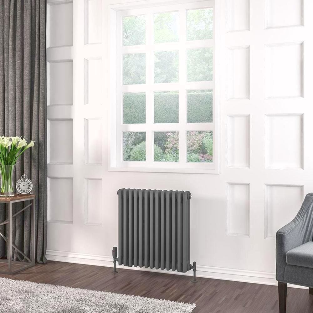 Eastbrook Column Radiator Eastbrook Rivassa Traditional 3 Column Radiator in Matt Anthracite 600 x 608 / Electric Only