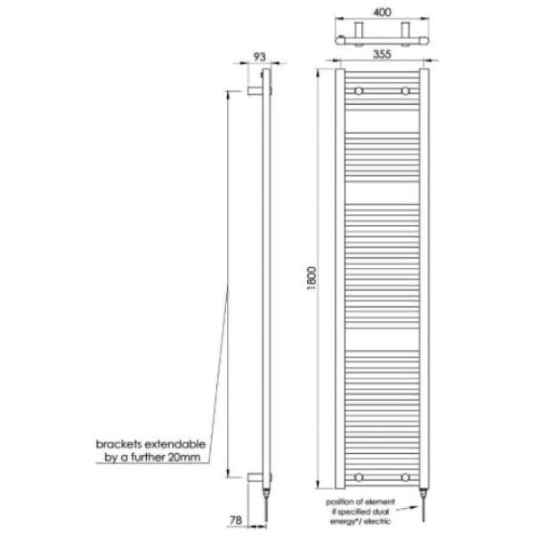 Vogue Ladder Rails Vogue Focus Straight Towel Rail in White
