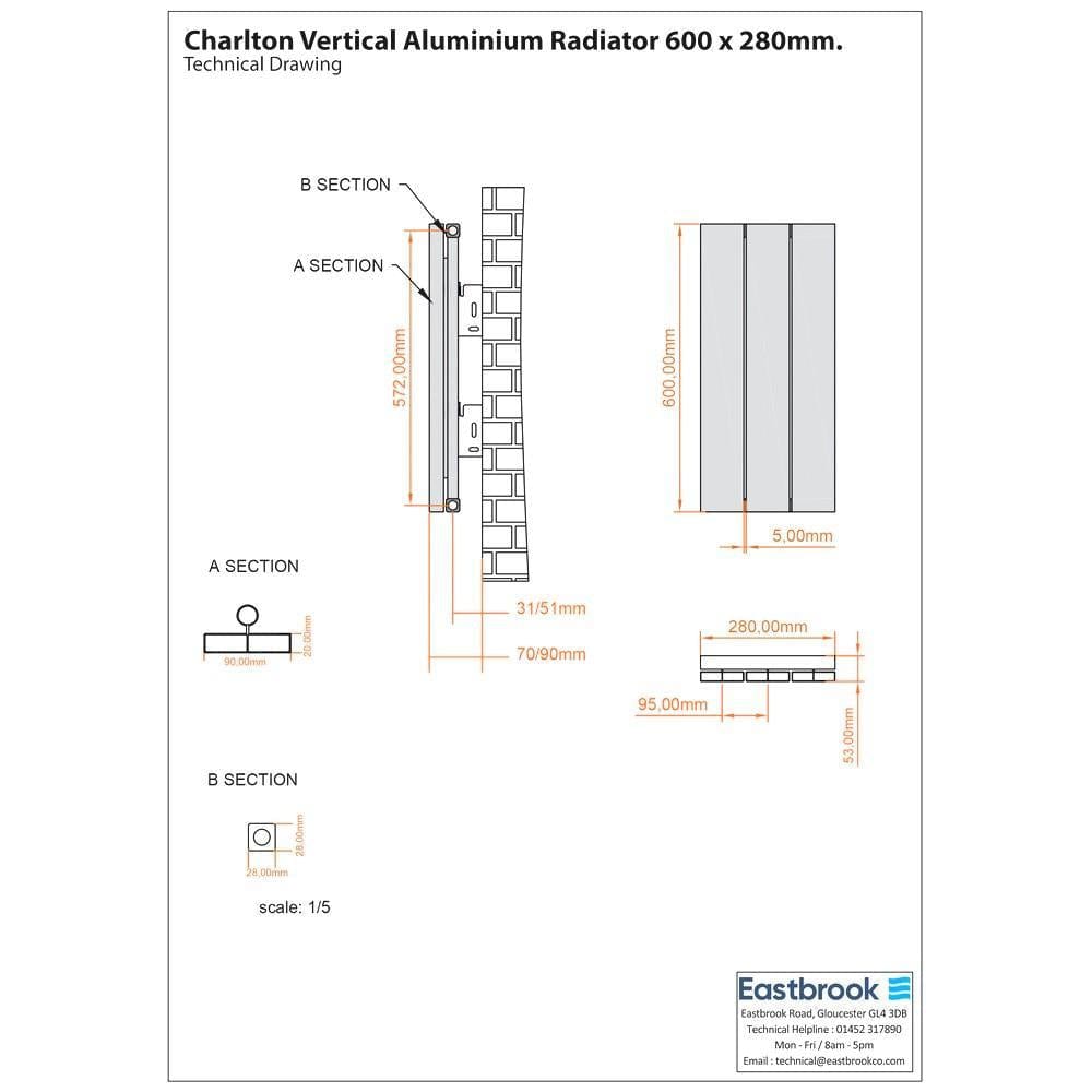 Eastbrook Charlton Vertical Designer Radiator in Matt Black
