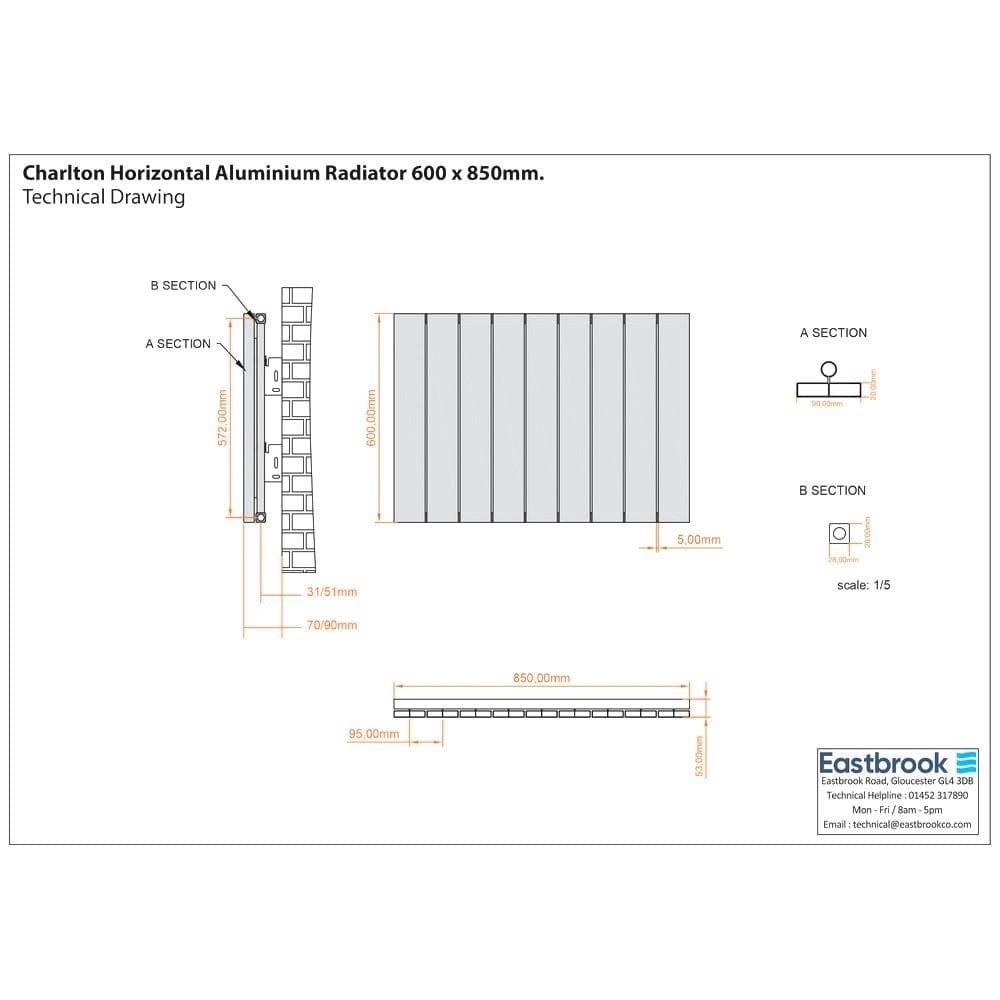 Eastbrook Flat Panel Radiators Eastbrook Charlton Horizontal Designer Radiator in Matt Anthracite