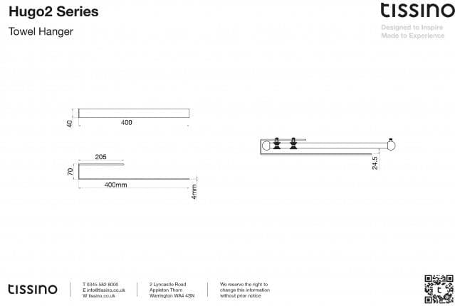 Tissino Radiator Towel Hangers Tissino Hugo2 Towel Hanger in Chrome