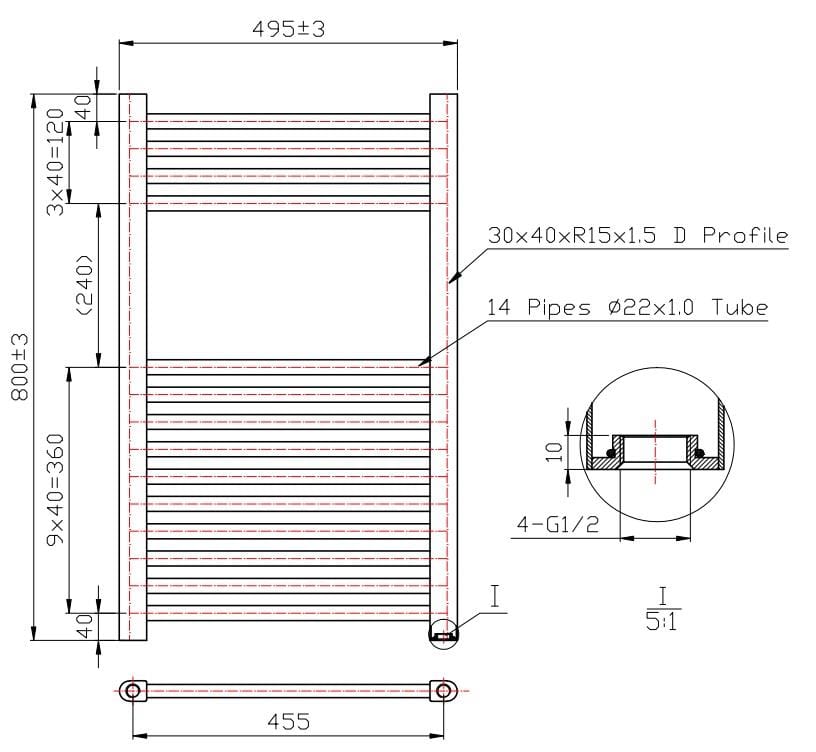 Aquarius Ladder Rails Aquarius Noir High Output Ladder Towel Rail in Matt Black