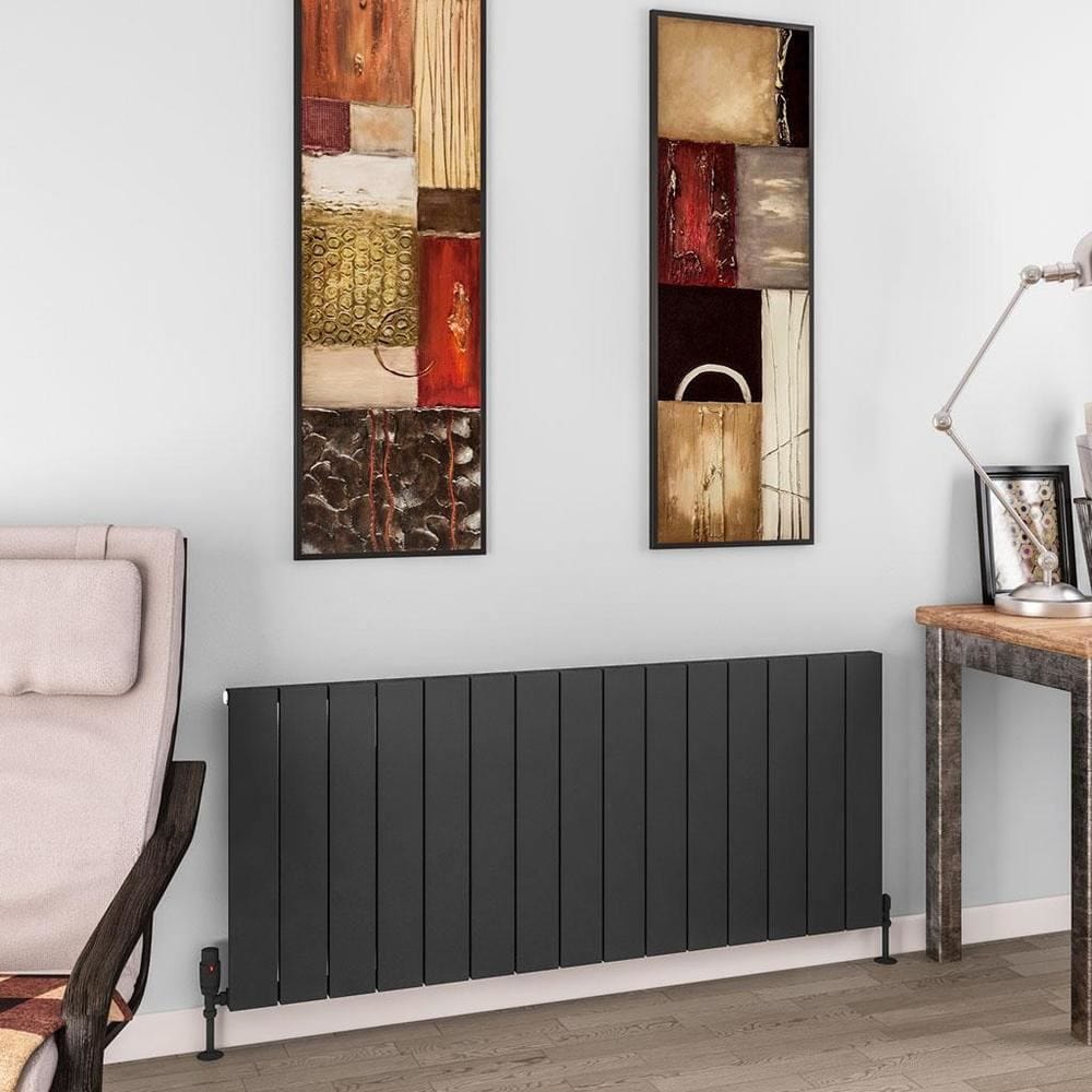 Eastbrook Flat Panel Radiators Eastbrook Charlton Horizontal Designer Radiator in Matt Anthracite 600 x 1420 / Central Heating
