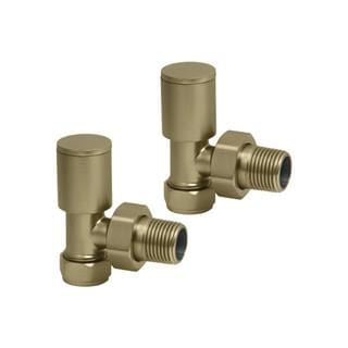 Totally Rads Radiator Valves Redroom Angled Manual Round Radiator Valves (Pair) Brushed Brass