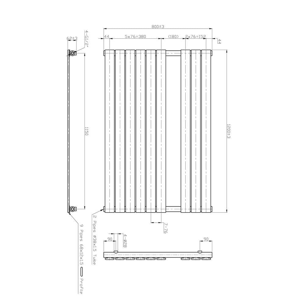 Eastbrook Designer Towel Rail Eastbrook Staverton Tube on Tube Straight Vertical Heated Towel Rail in Chrome