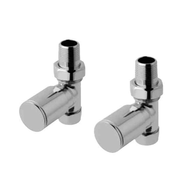 Totally Rads Eastbrook Round Head Straight Manual Radiator Valves Pair - Chrome - 41.3008