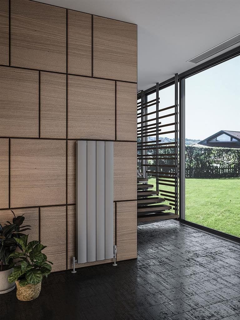 Eastbrook Panel Radiator Eastbrook Guardia Straight Vertical Aluminium Radiator in Matt Grey 1200 x 375mm