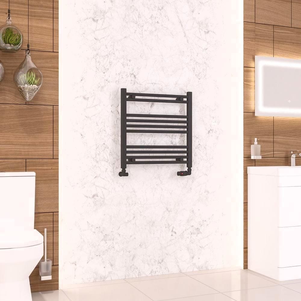 Eastbrook Ladder Rails Eastbrook Wendover Straight Vertical Heated Towel Rail in Matt Black 600 x 600 / Electric Only