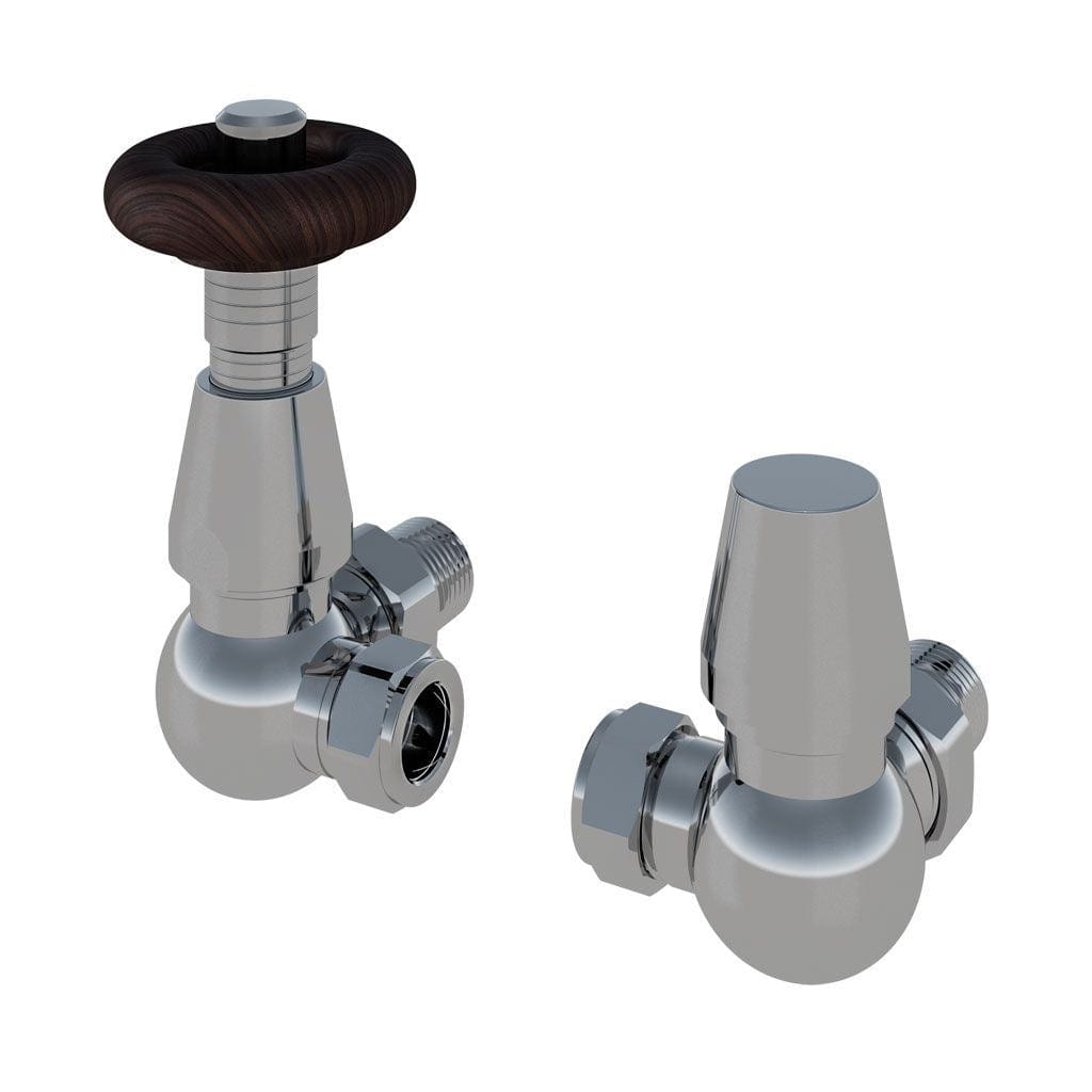 Totally Rads Eastbrook Thermostatic 15mm Corner Radiator Valve with Lockshield Pair - Chrome - 54.0010