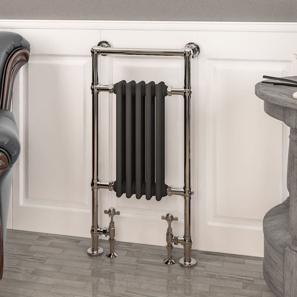 Eastbrook Insert Radiators Eastbrook Avon Straight Vertical Traditional Radiator in Chrome/Matt Anthracite 960 x 500 / Electric Only