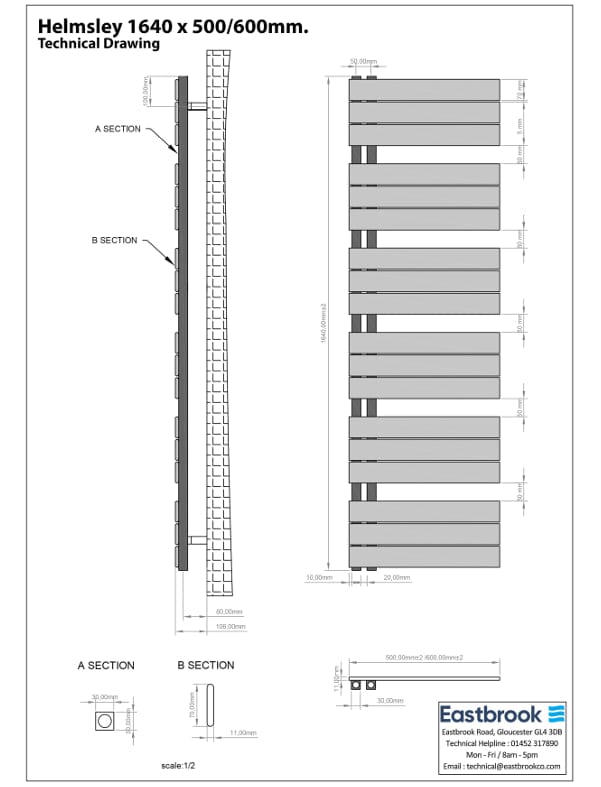 Eastbrook Designer Towel Radiator Eastbrook Helmsley Straight Vertical Designer Towel Rail in Matt Anthracite