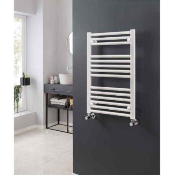 Vogue Ladder Rails Vogue Focus Straight Towel Rail in White 800 x 400 / Central Heating