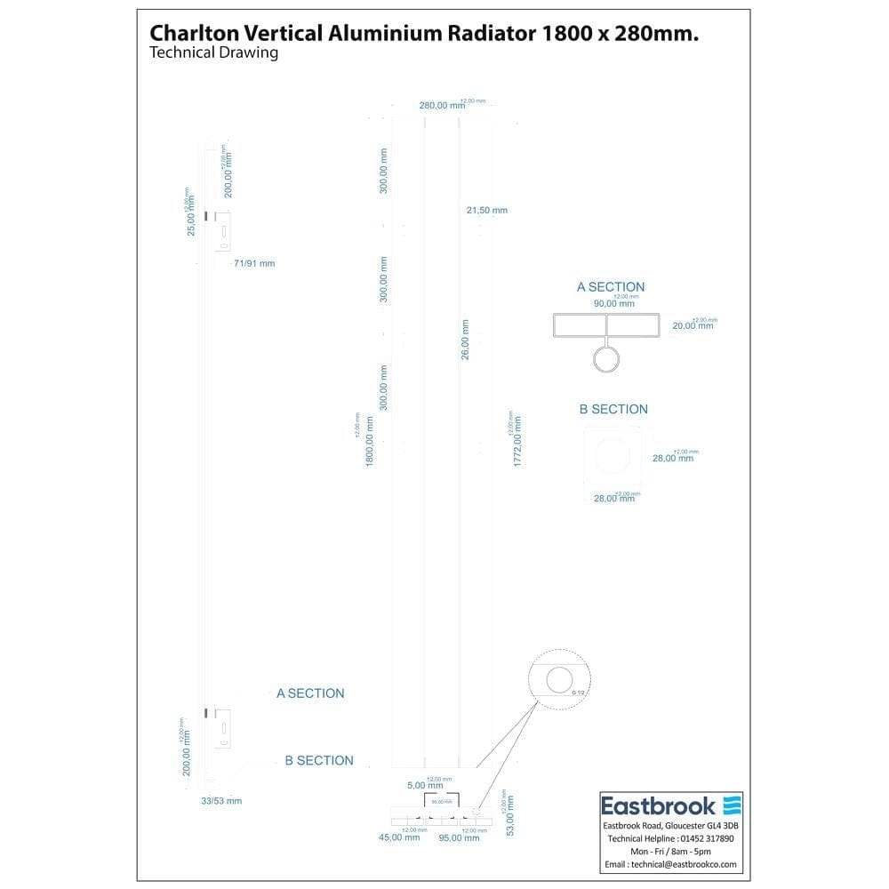 Eastbrook Charlton Vertical Designer Radiator in Matt White