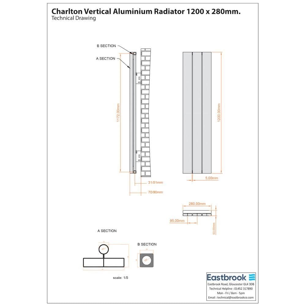 Eastbrook Eastbrook Charlton Vertical Designer Radiator in Matt White