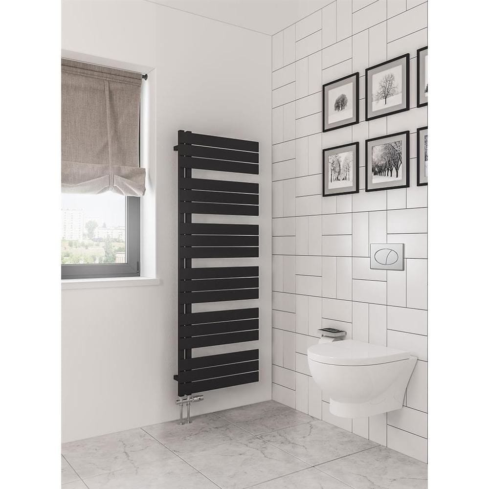 Eastbrook Designer Towel Radiator Eastbrook Helmsley Straight Vertical Designer Towel Rail in Matt Black 1640 x 600 / Central Heating