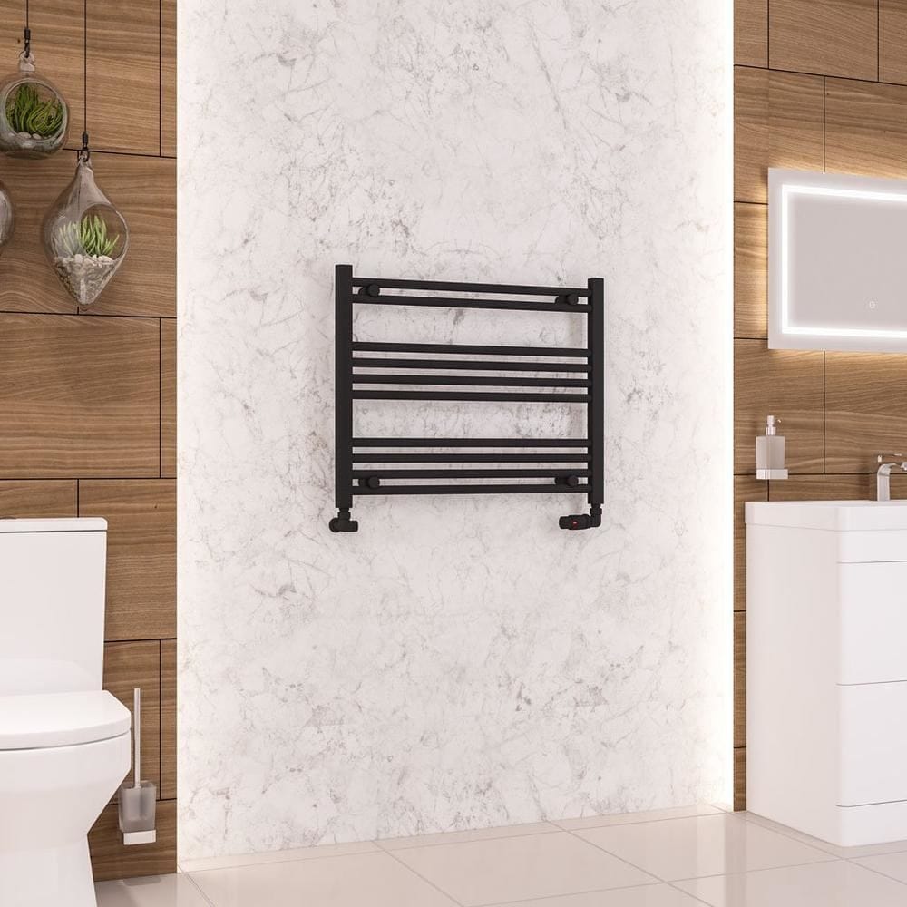 Eastbrook Ladder Rail Eastbrook Wendover Straight Vertical Heated Towel Rail in Matt Black 600 x 750 / Central Heating