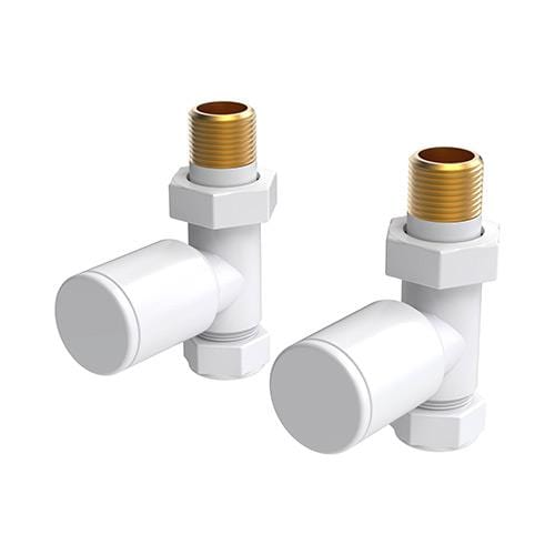 Vogue Radiator Valves Vogue Arne Round Manual Straight Valves - White Sparkle - VL003 15MMST-ZWS