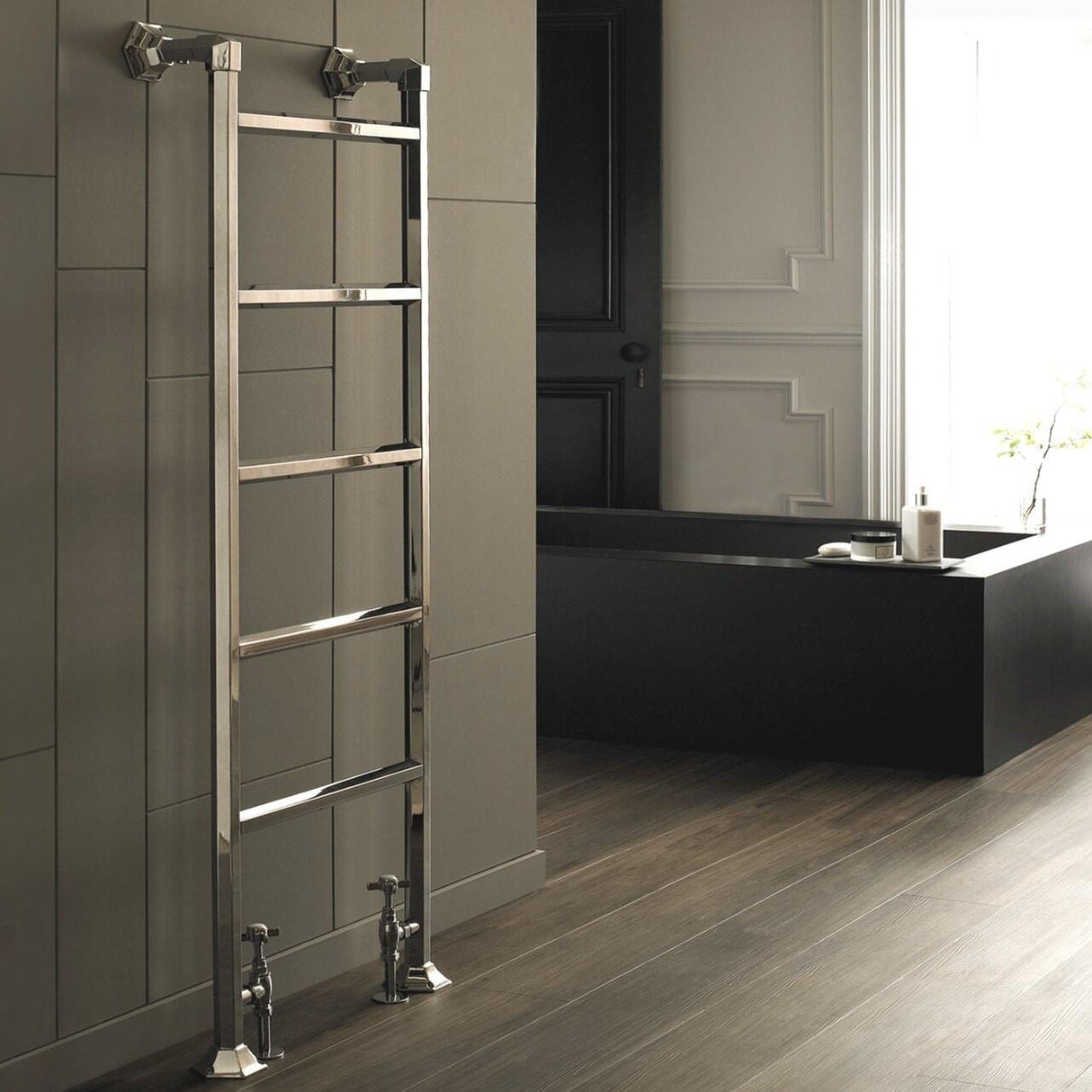 Vogue Traditional Towel Radiators Vogue Art Moderne Straight Floor Mounted Traditional Towel Radiator in Chrome