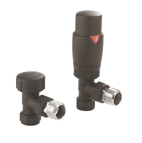 Crosswater Radiator Valves Crosswater Angled TRV Radiator Valve - Matt Black - RADVTRVA1B