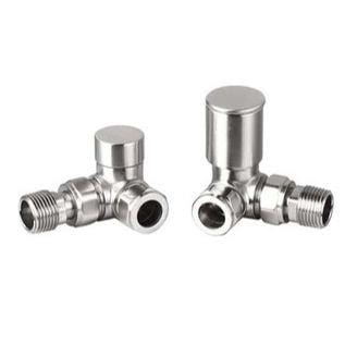 Totally Rads Radiator Valves Redroom Corner Manual Round Radiator Valves (Pair) Brushed Nickel