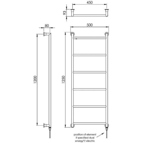 Vogue Ladder Rails Vogue Vivid Straight Heated Towel Rail in Chrome