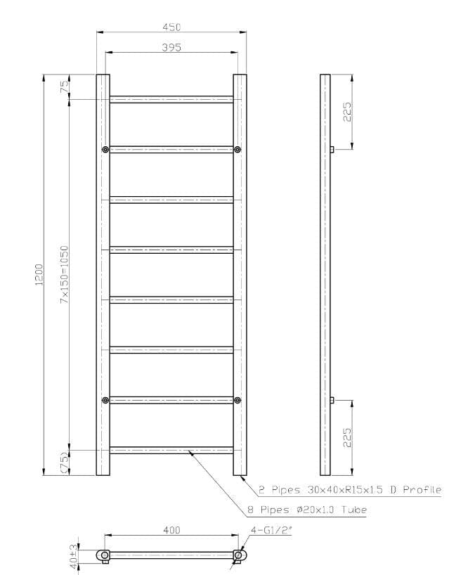 Eastbrook Eastbrook Tuscan Round Heated Towel Rail in White