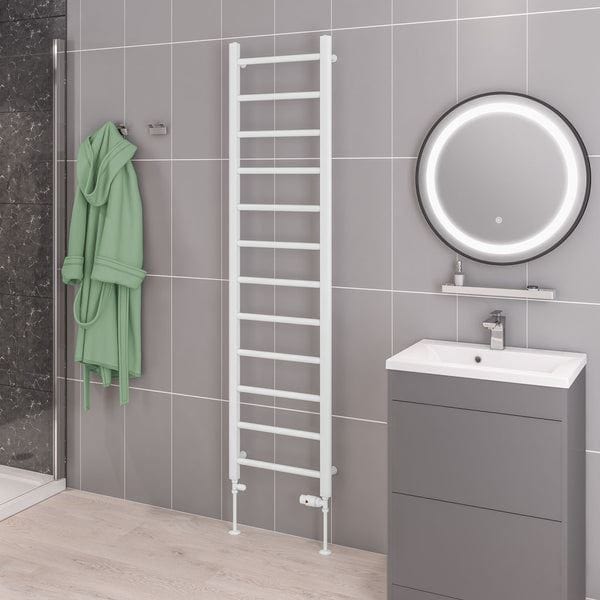 Eastbrook Eastbrook Tuscan Round Heated Towel Rail in White 1750 x 450mm / Electric Only