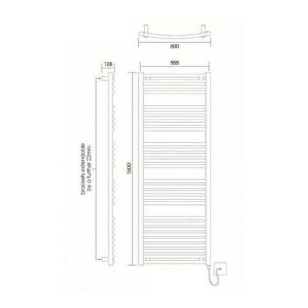 Vogue Ladder Rail Vogue Combes Curved Ladder Towel Rail in Chrome 1600 x 600 / Dual Fuel