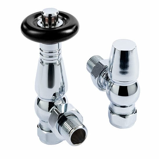 Vogue Radiator Valves Vogue Excelsior Round Thermostatic Angled Radiator Valve - Chrome - VL010 15MMTRVAP-CP