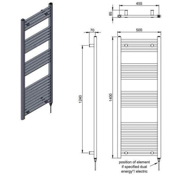 Vogue Ladder Rails Vogue Axis Straight Ladder Towel Rail in Chrome