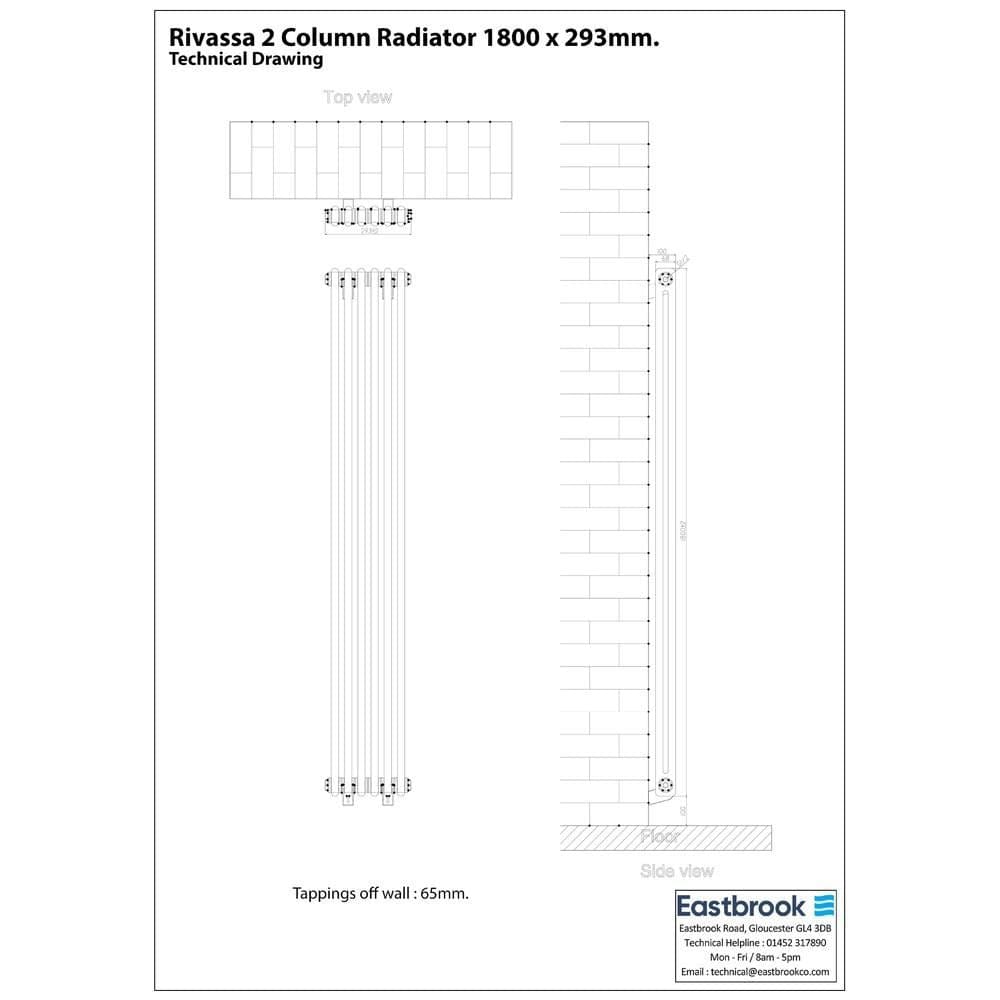 Eastbrook Column Radiator Eastbrook Rivassa Traditional 2 Column Radiator in Gloss White