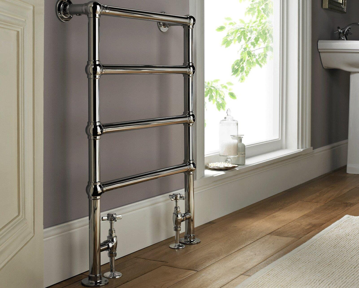 Vogue Traditional Towel Radiators Vogue Ballerina Traditional Straight Floor Mounted Heated Towel Rail in Chrome 1549 x 598 / Central Heating
