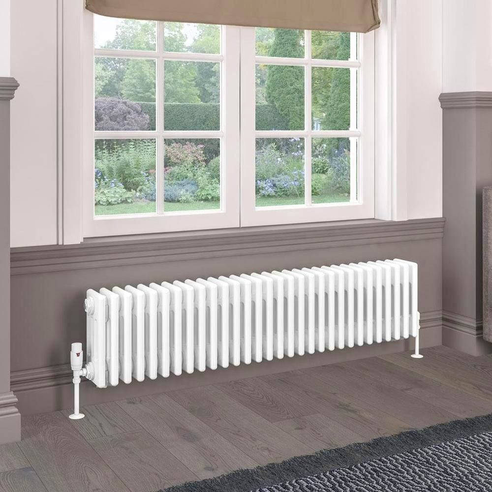 Eastbrook Column Radiator Eastbrook Rivassa Traditional 4 Column Radiator in Gloss White 300 x 1373 / Electric Only
