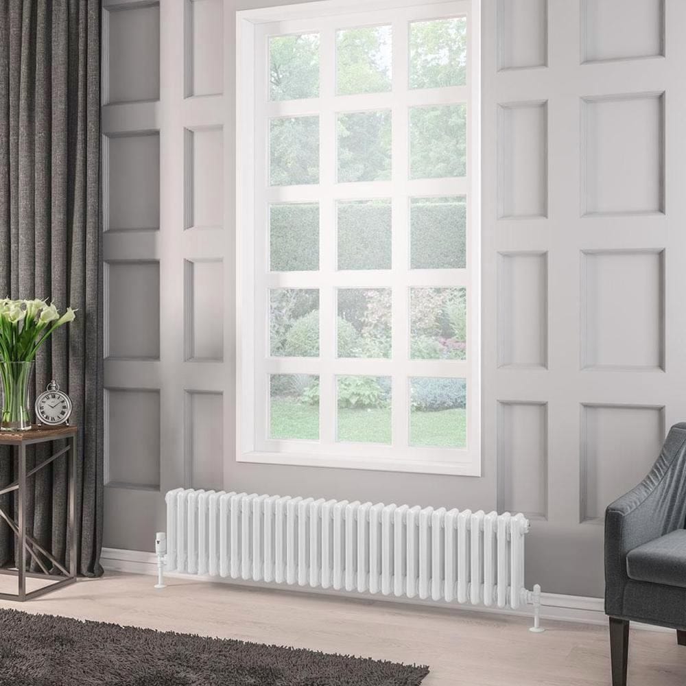 Eastbrook Column Radiator Eastbrook Rivassa Traditional 3 Column Radiator in White 300 x 1373 / Dual Fuel