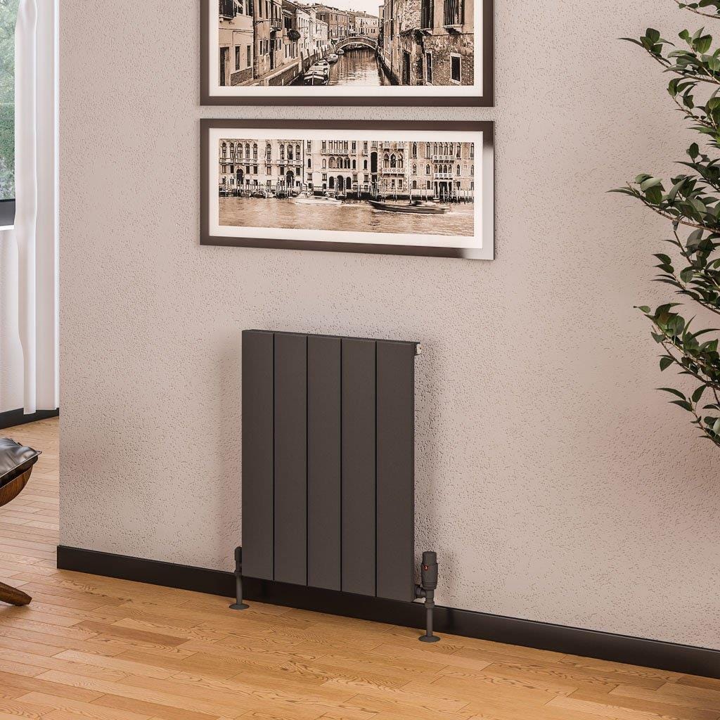 Eastbrook Panel Radiators Eastbrook Rosano Straight Horizontal Aluminium Radiator in Matt Anthracite 600 x 470 / Central Heating