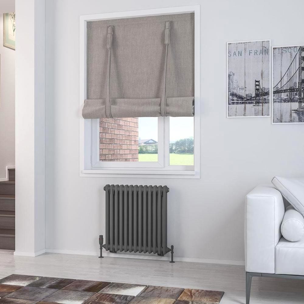 Eastbrook Column Radiator Eastbrook Rivassa Traditional 2 Column Radiator in Matt Anthracite 600 x 608 / Electric Only