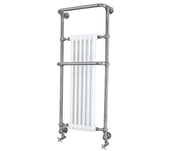 Heritage Insert Radiators Heritage Cabot Traditional Vertical Heated Towel Radiator - Wall Mounted - 1355 x 574 - Chrome/White - AHC102