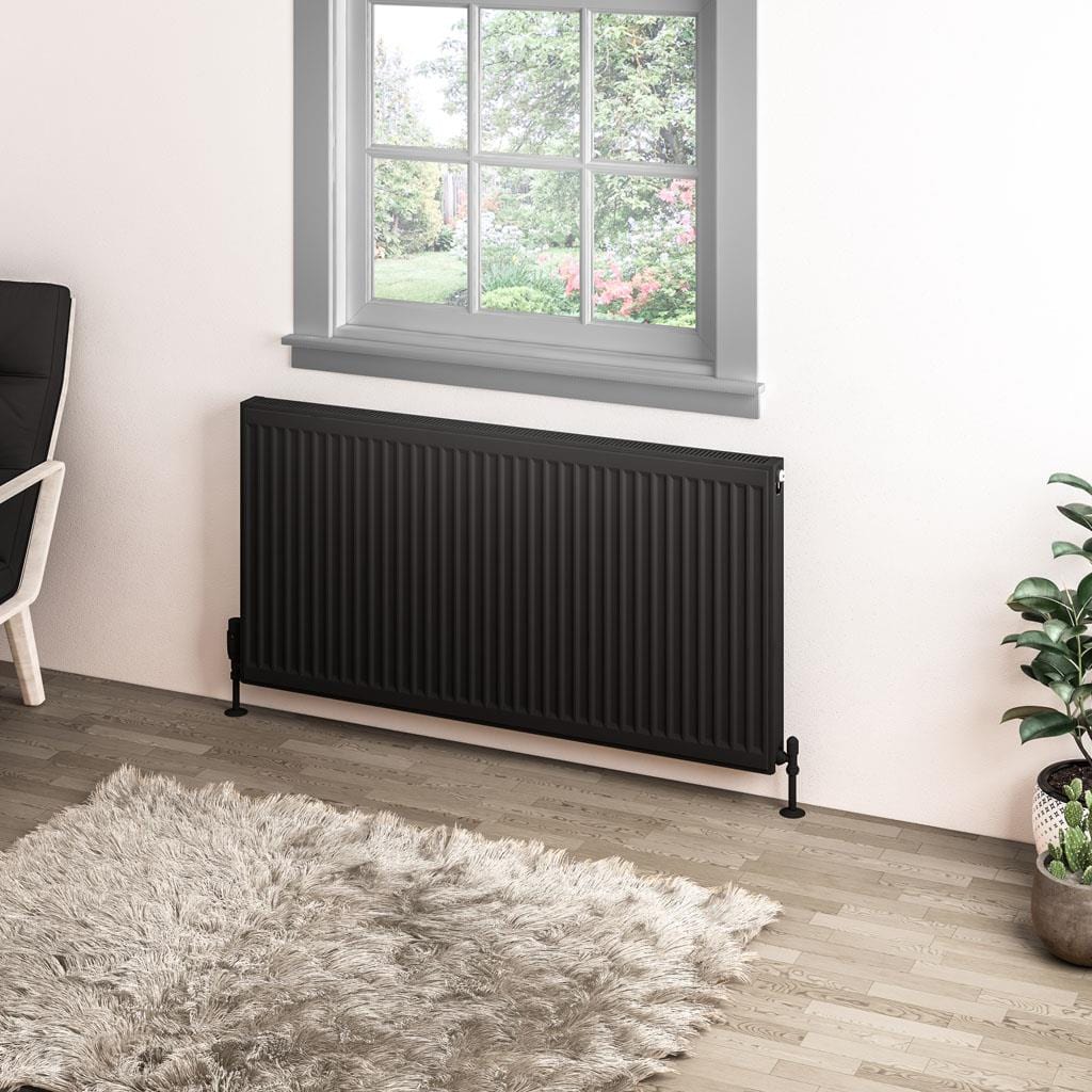 Aquarius Bathrooms Type 11 Aquarius Type 11 Compact Panel Radiator In Matt Black 600 x 1200mm